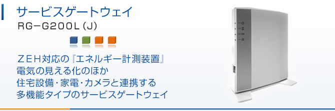 サービスゲートウェイ
ZEH対応の『エネルギー計測装置』
電気の見える化のほか
住宅設備・家電・カメラと連携する
多機能タイプのサービスゲートウェイ